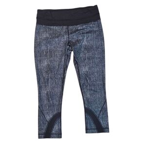 🔥Lululemon Run: Inspire Crop II Leggings Mini Check Piqué Black White Sz 6